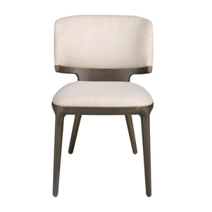 Silla con asiento y respaldo tapizados en tela gris claro patas de madera de roble en ceniza oscuro 53x55x78cm