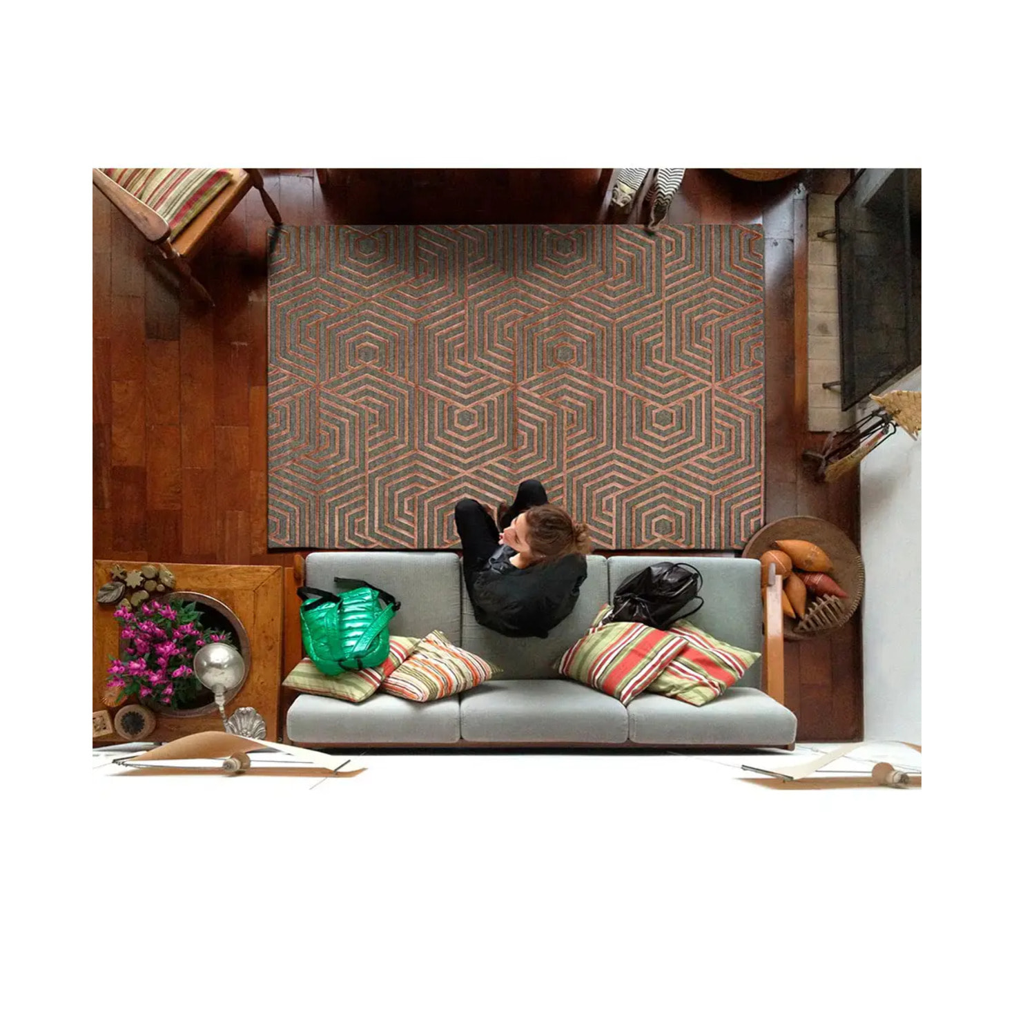 LANA Alfombra vintage de pelo corto cobre, varias medidas disponibles.