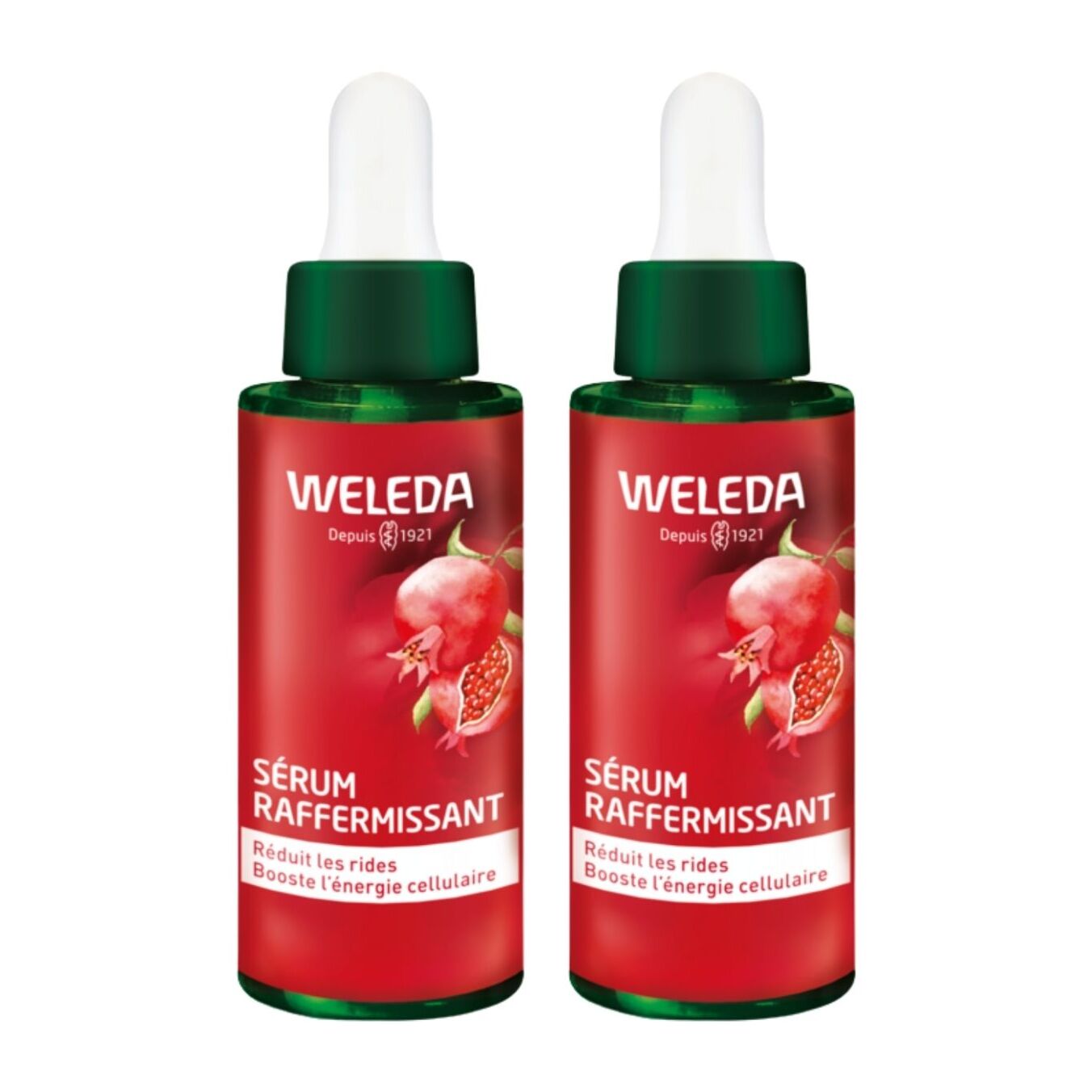 WELEDA - Duo Sérum raffermissant Grenade et Peptides de Maca - Réduit les rides et booste l'énergie cellulaire -  Vegan - Natrue -   30 ml x 2