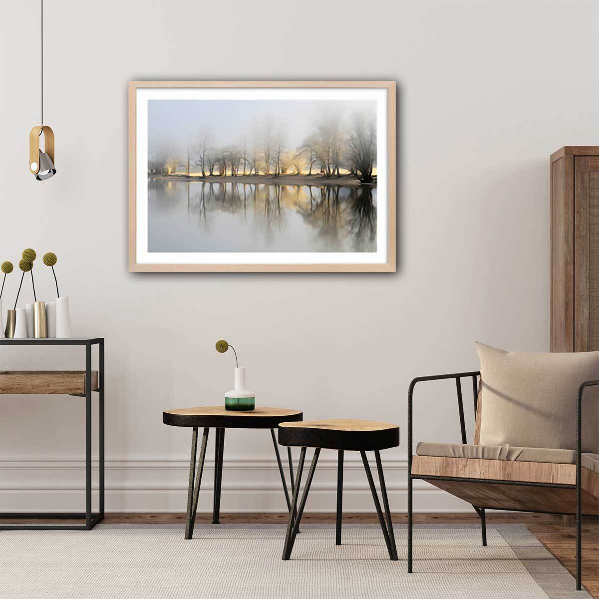 Affiche paysage Une journee de janvier Affiche + cadre en bois - Chêne