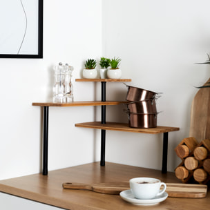 Étagère d'angle modulable - COOK CONCEPT - Bambou - 3 niveaux - Marron et noir
