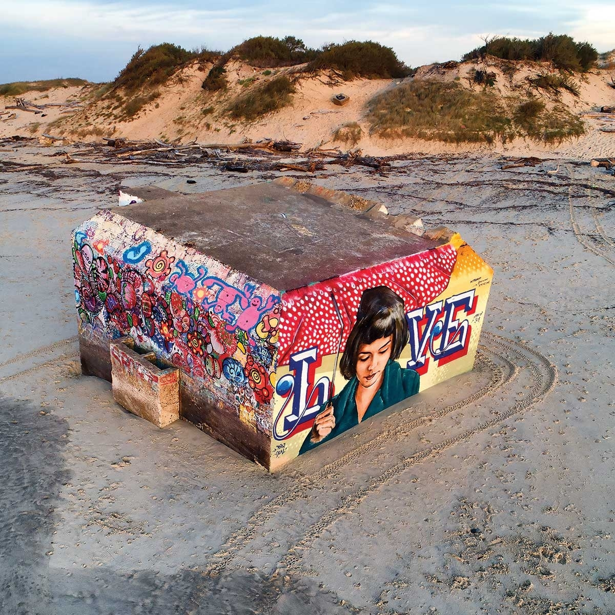 Affiche blockhaus art love Affiche + cadre en bois - Noir