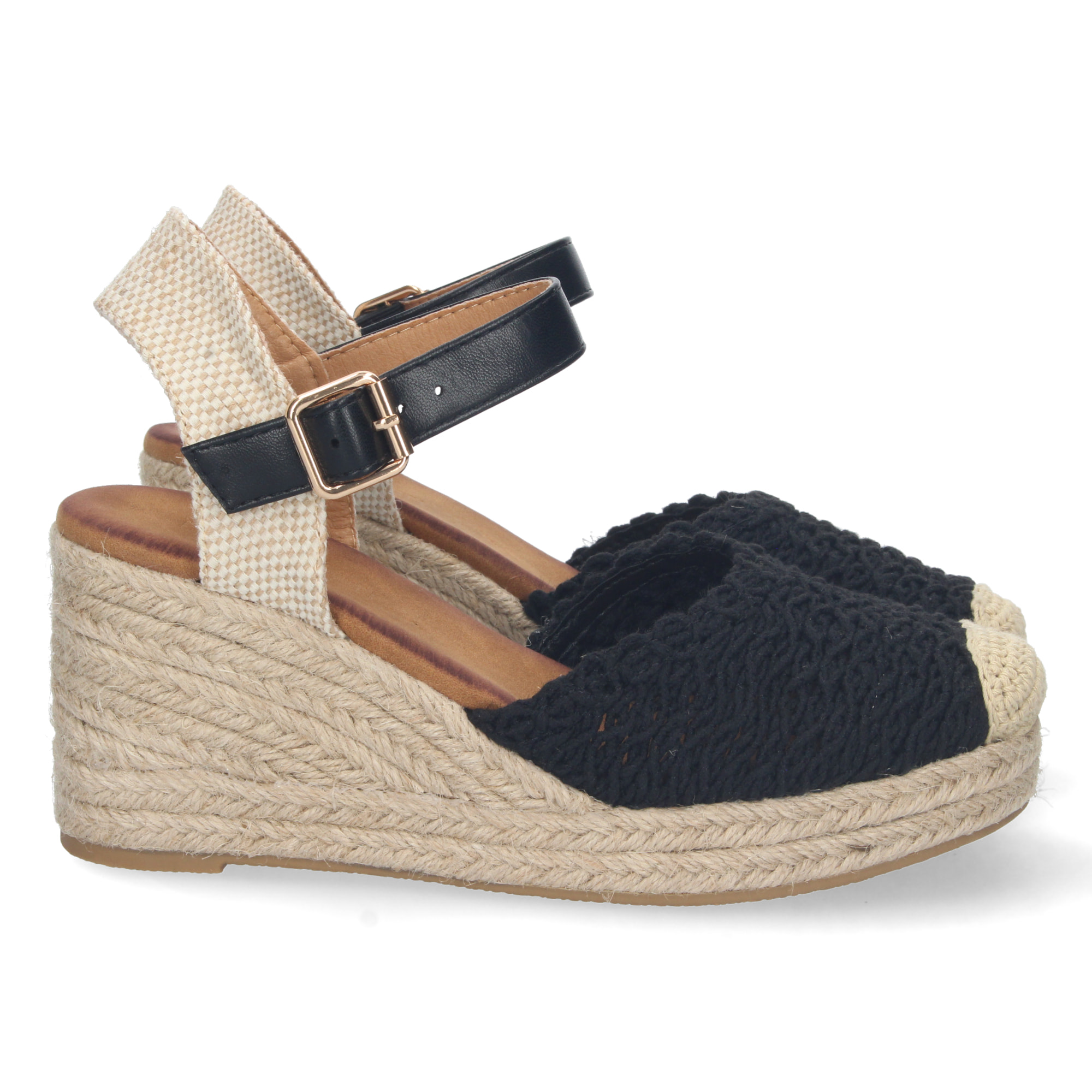 Sandalia de Cuña con Yute y Hebilla