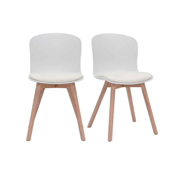 Chaises blanches et bois clair massif (lot de 2) ARISTA