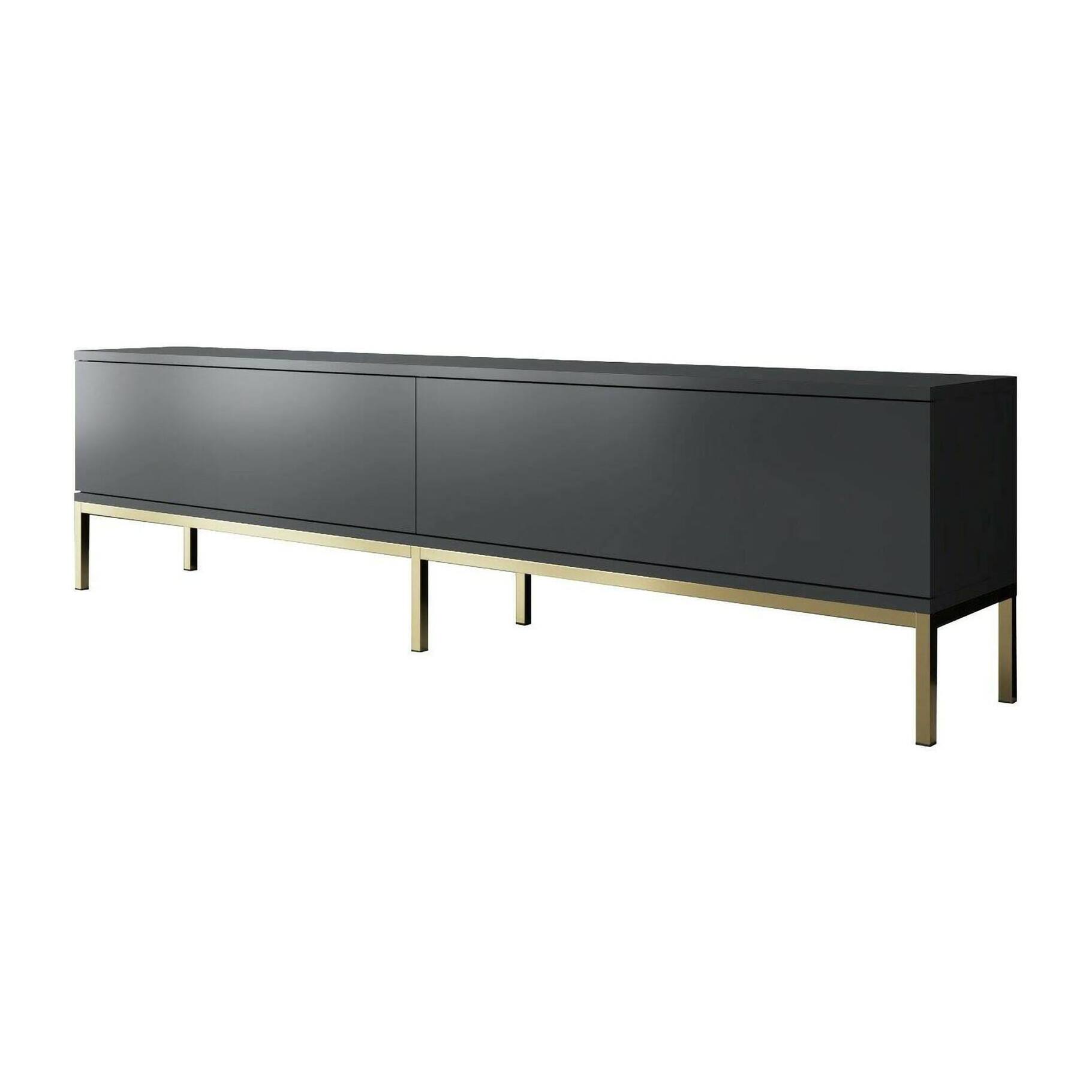 Mobile porta TV Dpetrell, Credenza da soggiorno, Armadio basso per TV, Base parete attrezzata, 180x30h47 cm, Antracite e Oro