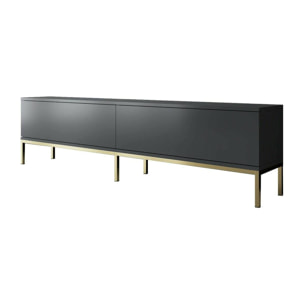 Mobile porta TV Dpetrell, Credenza da soggiorno, Armadio basso per TV, Base parete attrezzata, 180x30h47 cm, Antracite e Oro