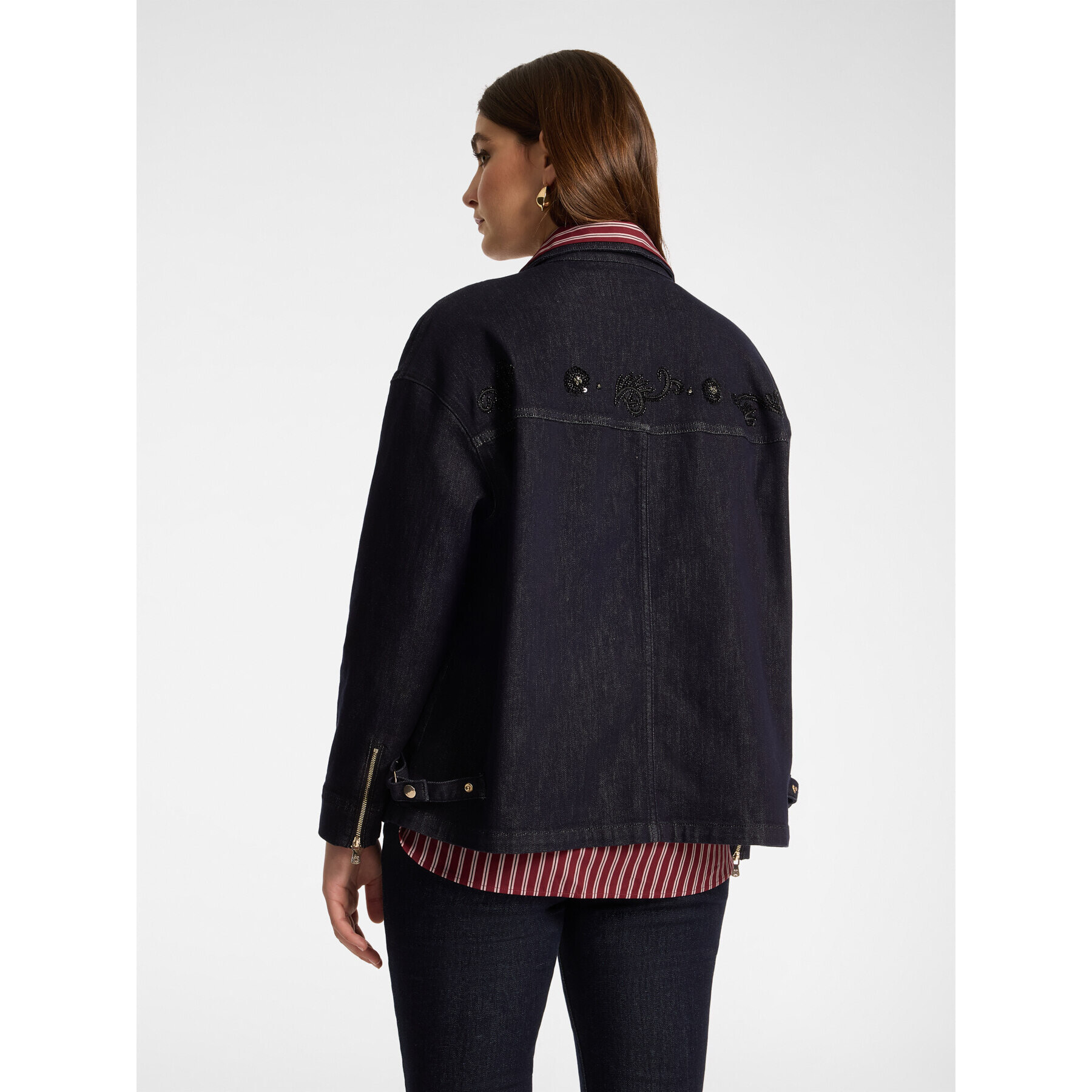 Elena Mirò - Giacca destrutturata in denim ricamata - Blu