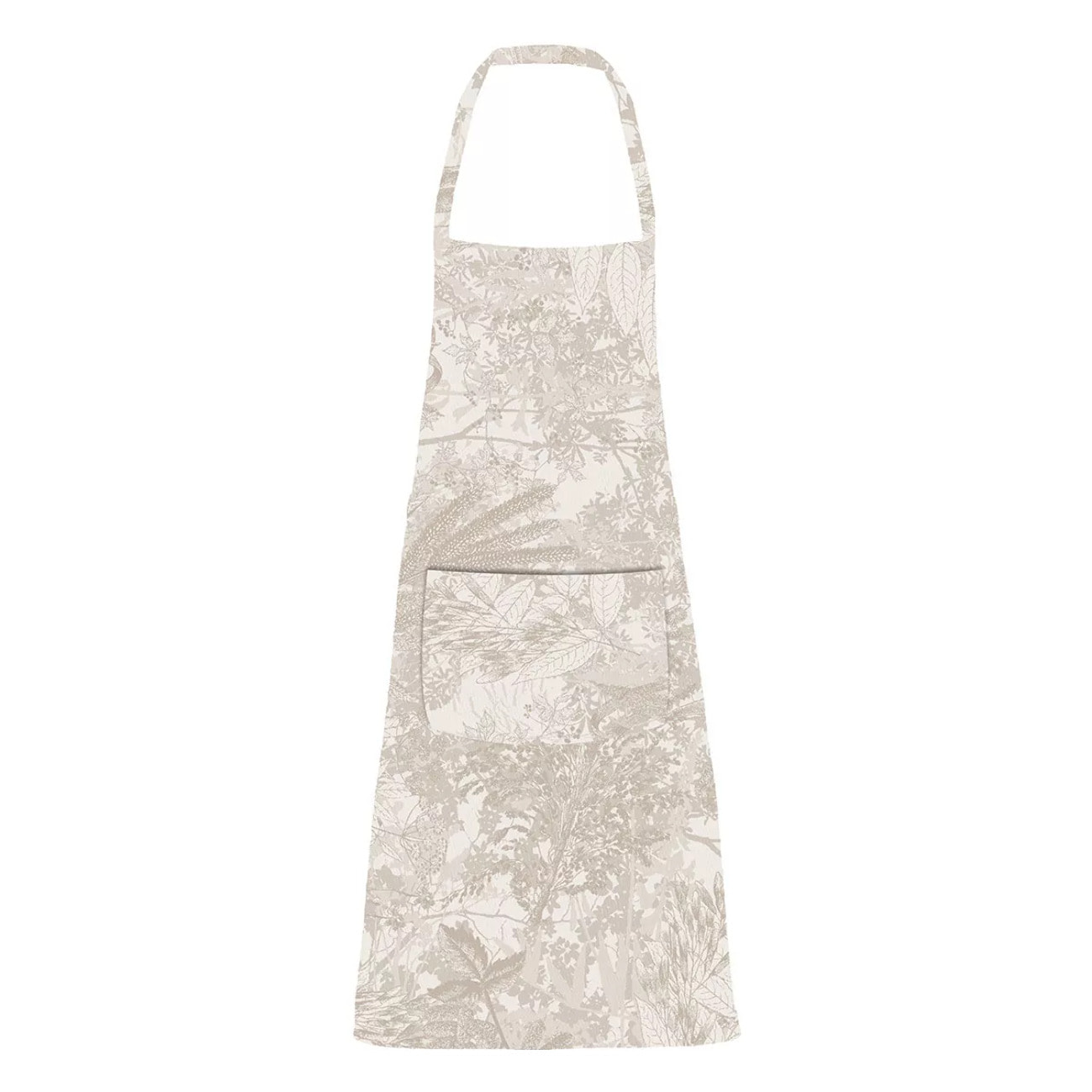 Tablier pur coton enduit motif jacquard beige Mille esprit jardins chanvre