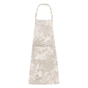 Tablier pur coton enduit motif jacquard beige Mille esprit jardins chanvre