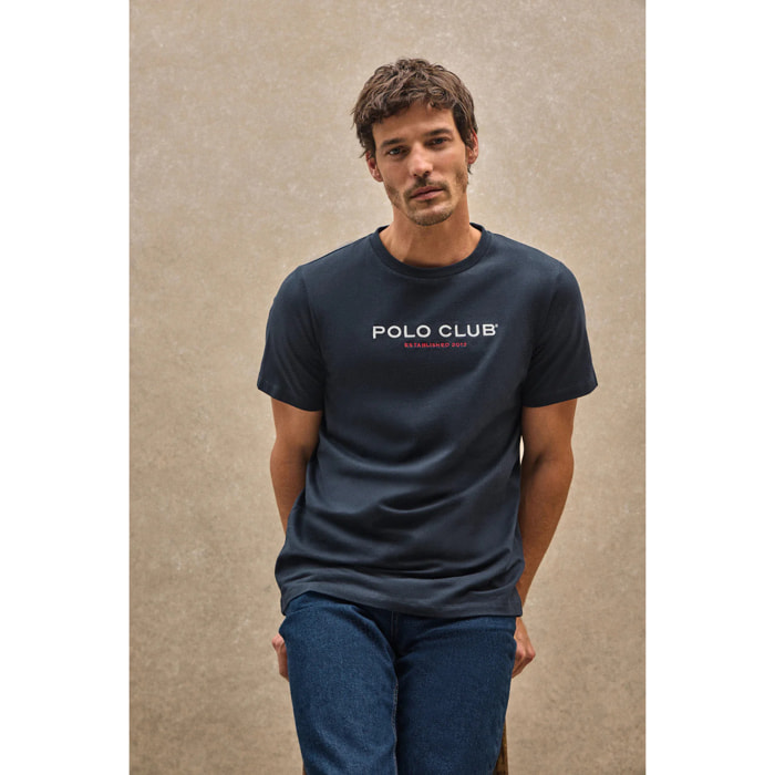 Camiseta azul marino con logo Established 2012 Polo Club