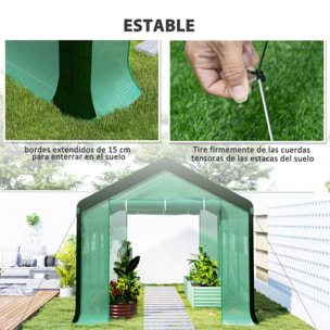 Invernadero de Exterior 6x3x2,8 m Invernadero de Túnel con 6 Ventanas Cubierta de PE Anti-UV y 2 Puertas Enrollables con Cremallera Invernadero para Jardín Patio Verde