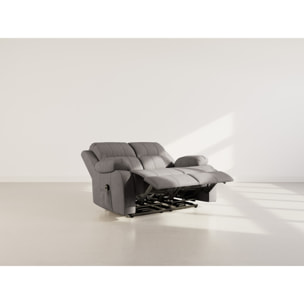 Armand - Canapé 2 places relax électrique en velours côtelé - Gris