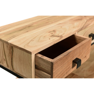 Console industrielle avec rangements 4 tiroirs en bois massif et métal noir L115 cm GRENELLE