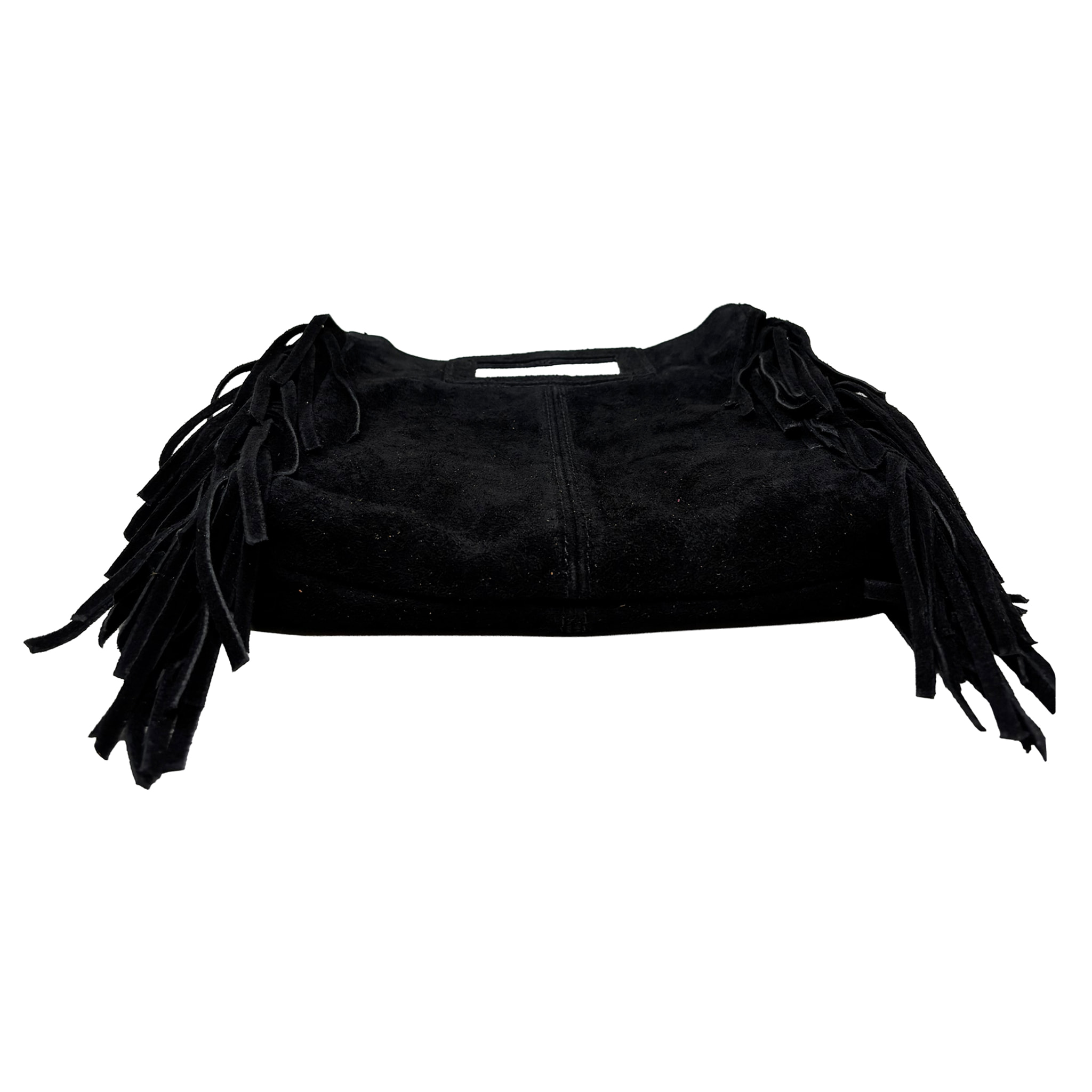 Borsa a Mano in Vera Pelle Scamosciata con Frange Made in Italy
