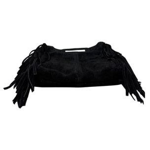 Borsa a Mano in Vera Pelle Scamosciata con Frange Made in Italy