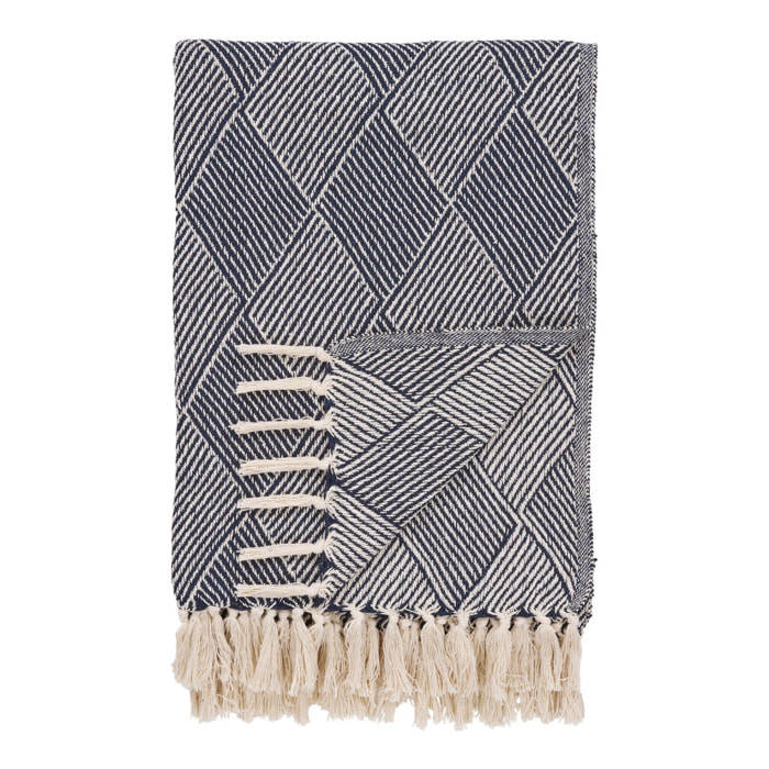Izmir - Plaid in cotone riciclato blu 130x180 cm