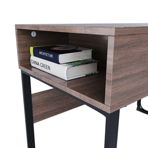 Scrivania Con 3 Ripiani Aperti Legno Gambe In Metallo Scrittoio Mobile Computer Desk Ufficio Studio Cameretta Soggiorno Design 110x76.5x55 cm Marrone