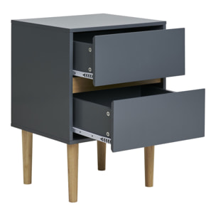 Tavolino Bisley con 2 cassetti in legno grigio scuro 40×35×55 cm