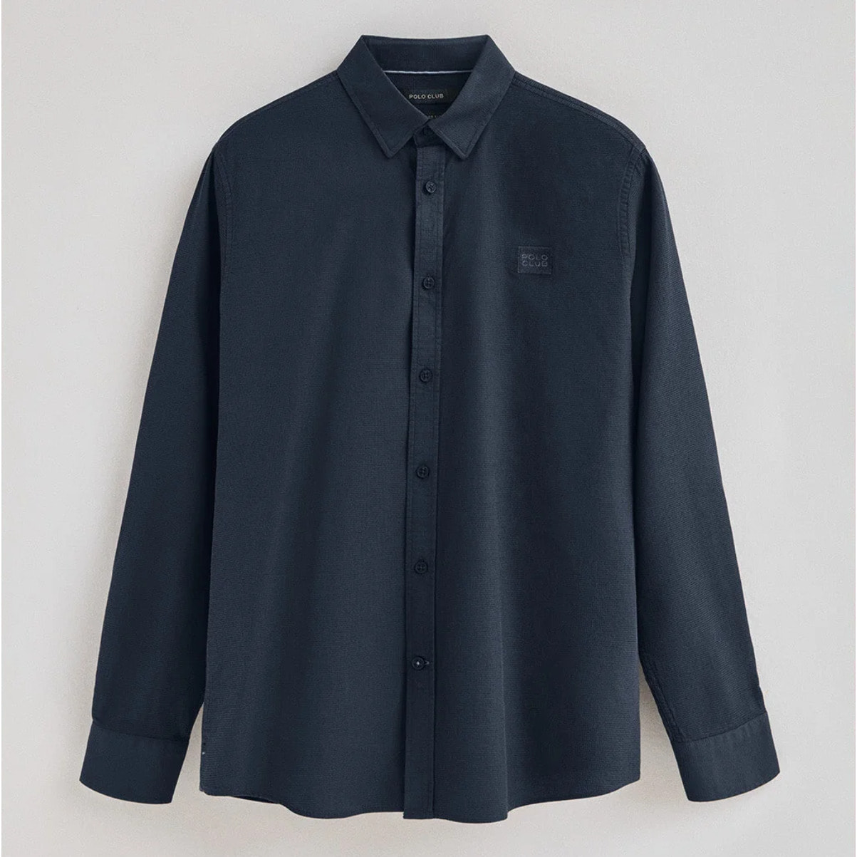 Camisa azul marino de corte regular cuello con botones y logo Polo Club