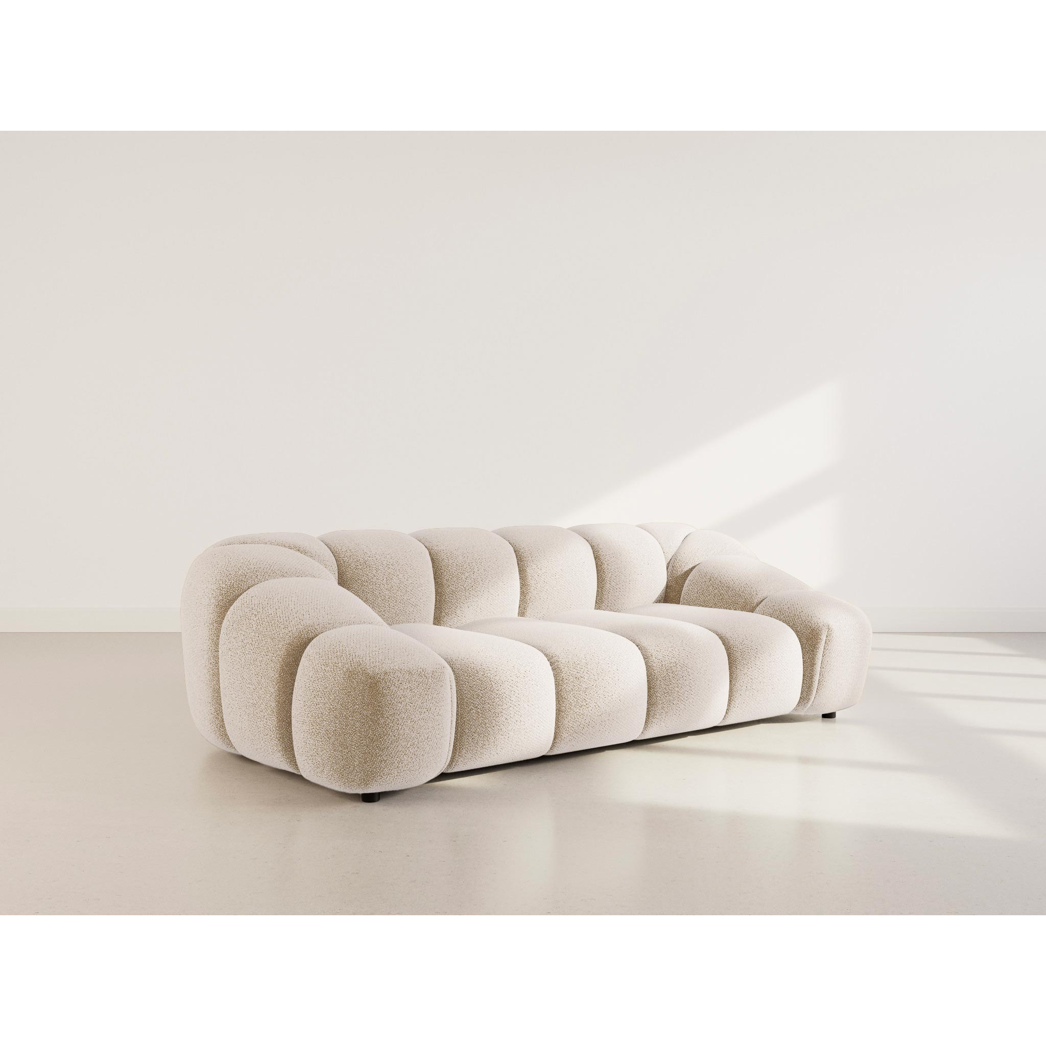 Ava - canapé 3 places en velours texturé - Beige