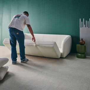 Canapé convertible 3 places tissu chenille blanc - L 220 x P 95 x H 76cm - Twist