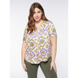 Fiorella Rubino - Blusa con estampado fular - Beige