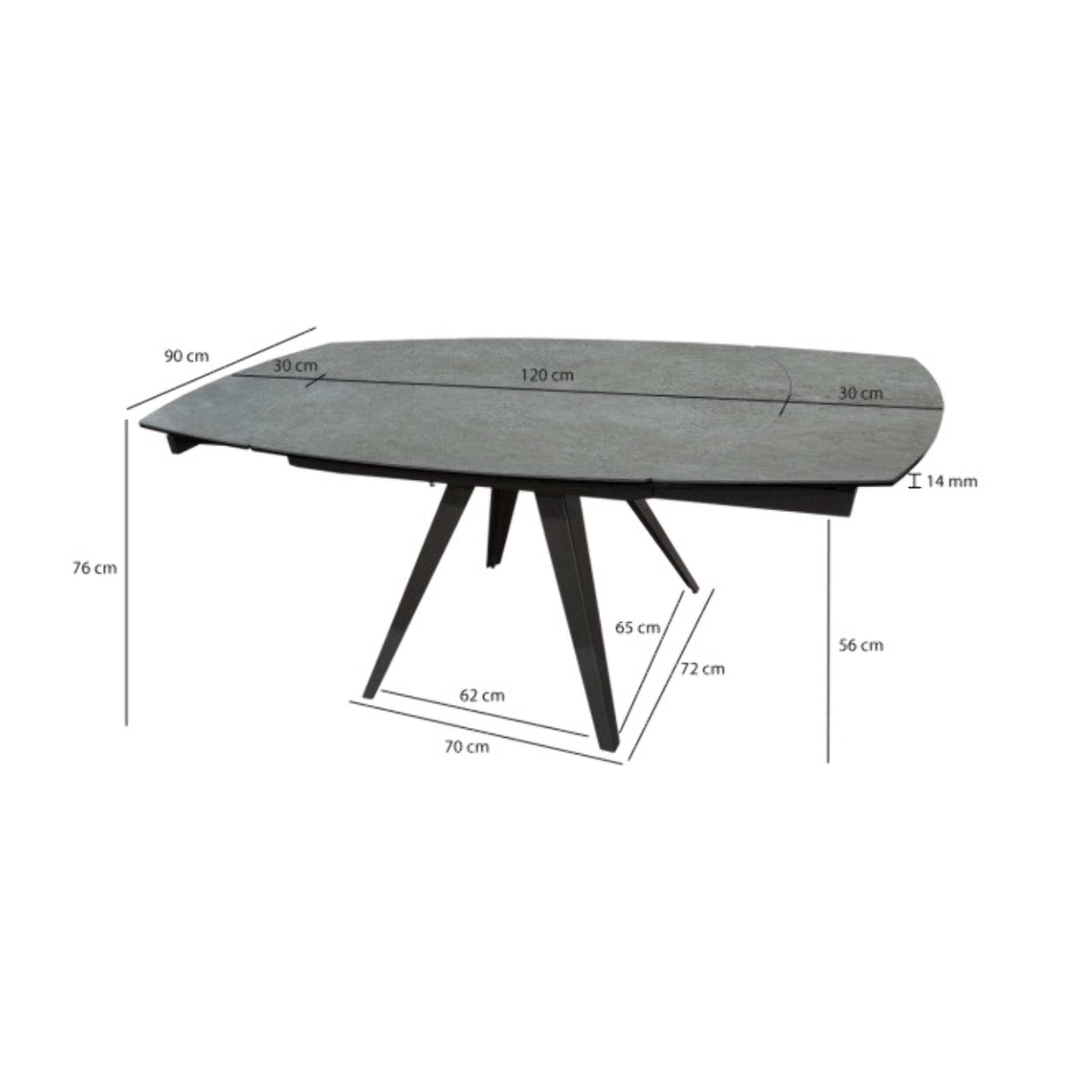 Table en céramique rallonges rotatives 120/180 cm - gris clair - BRERA