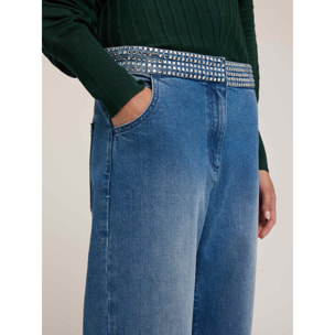 Motivi - Jeans boyfit con cintura gioiello - Blu