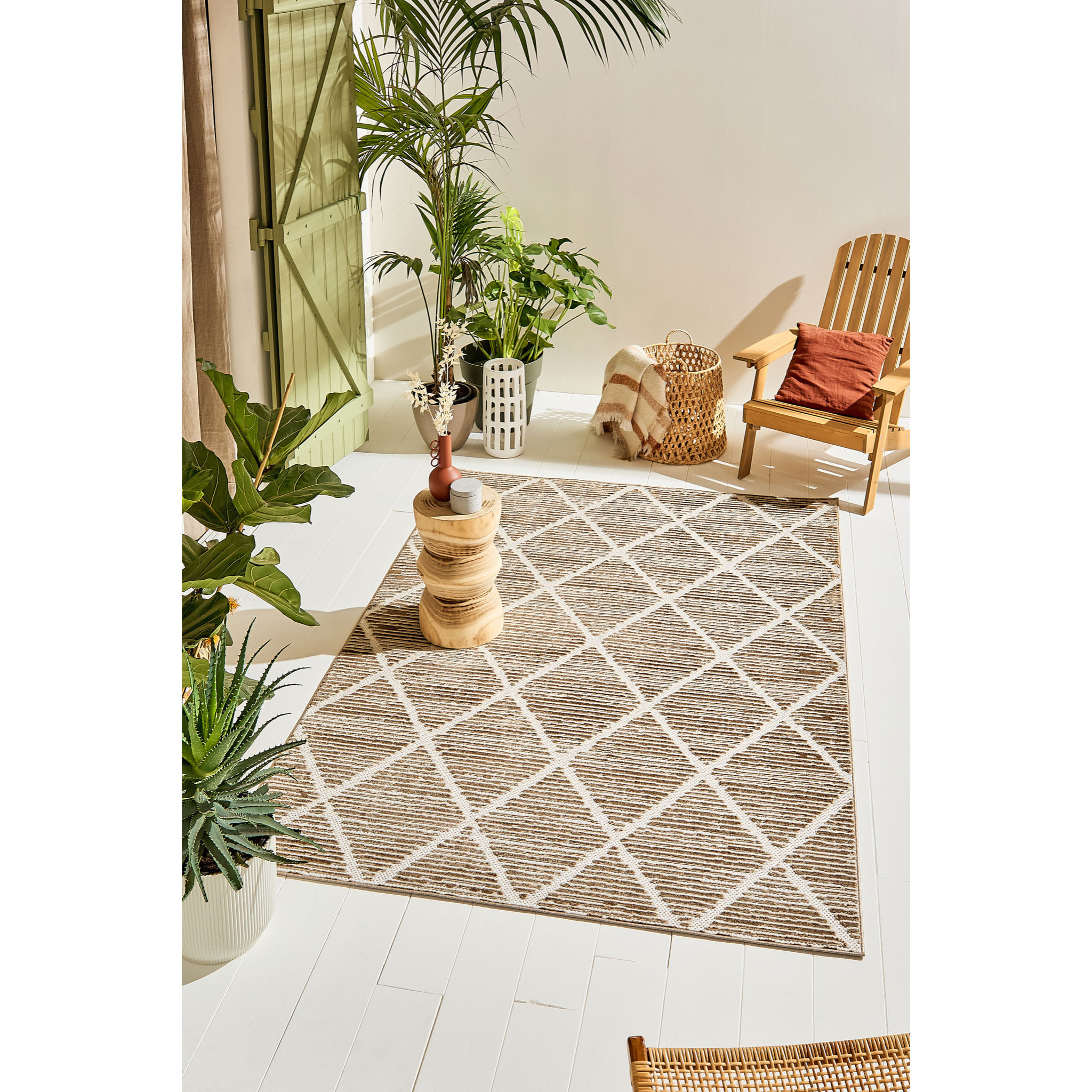 Tapis Loopin 321 beige 160x230 cm - Motif en relief - Indoor & Outdoor