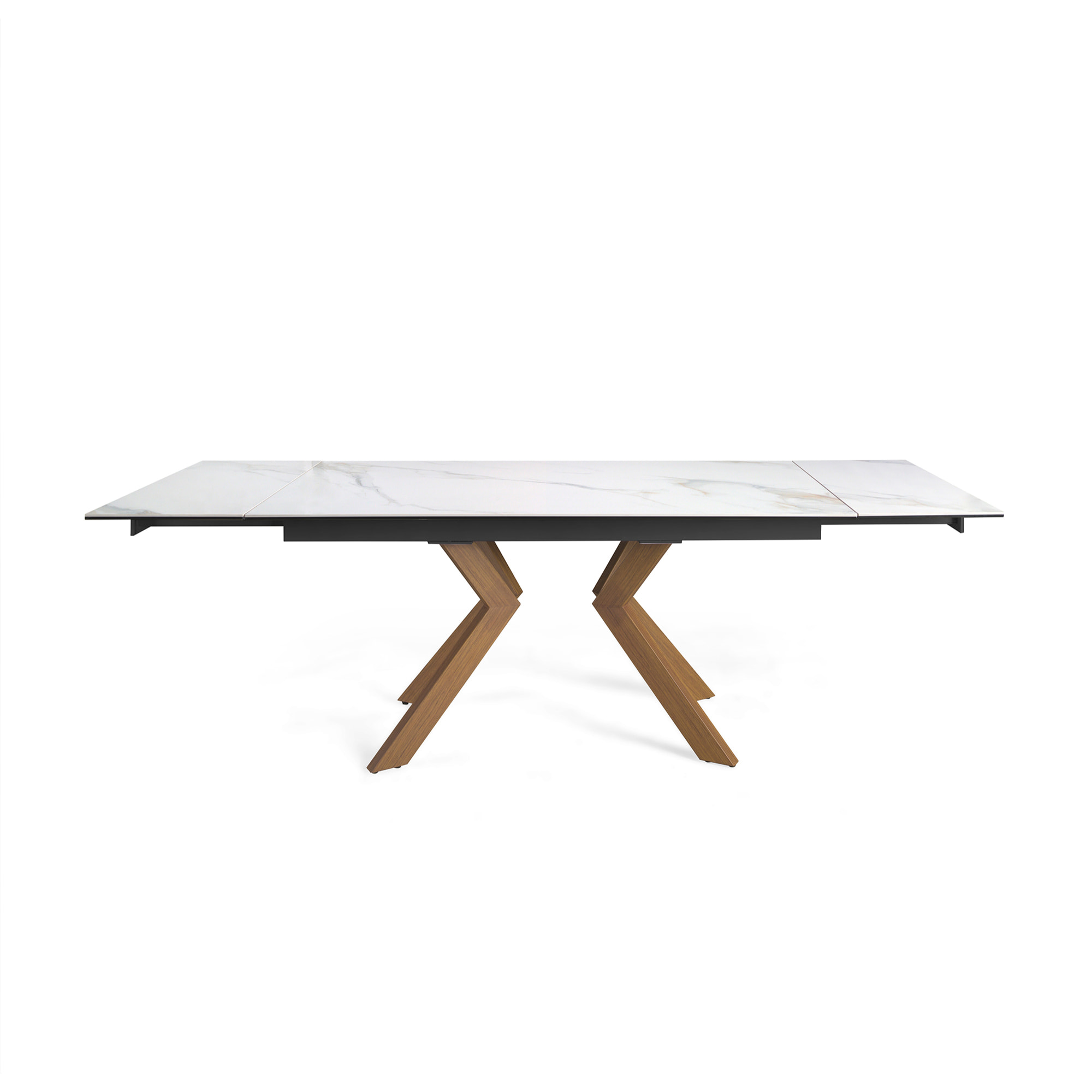 Mesa extensible de comedor – Porcelánico y nogal