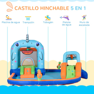 Castillo Hinchable para Niños de 3-8 Años con Tobogán Trampolín Piscina Castillo de Rebote con Inflador y Bolsa de Transporte para Exterior 420x370x230 cm Multicolor