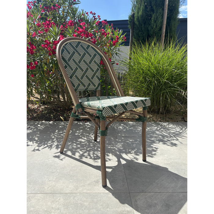 BISTRO - Fauteuil de jardin empilable en aluminium - vert