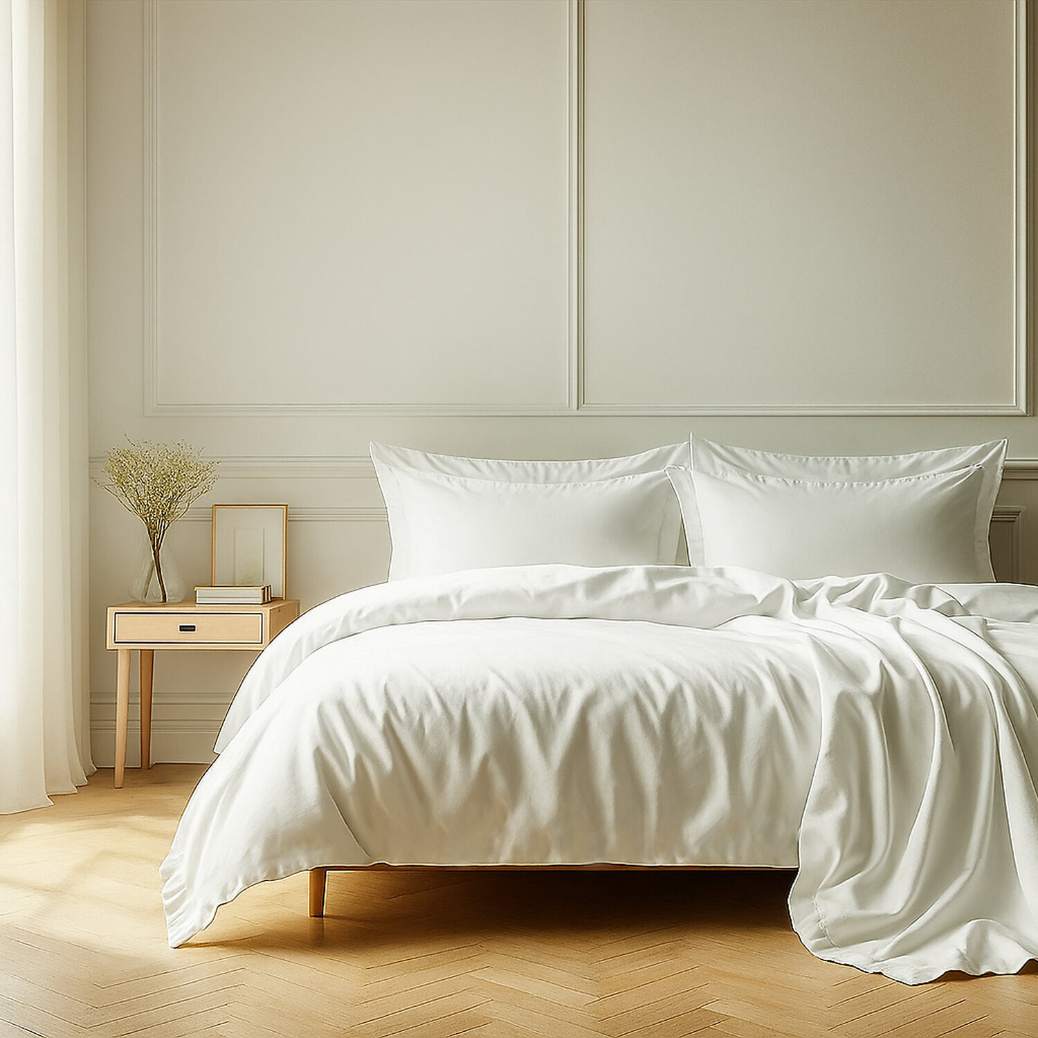 Parure housse de couette + 1 taie 100% coton 57fils blanc