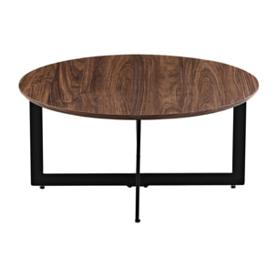 Tavolino basso da salotto noce con gambe nere 75x75x35 cm - Yara