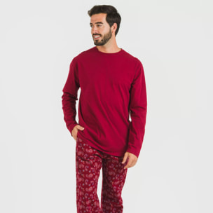 Pijama hombre franela Phylis Burdeos