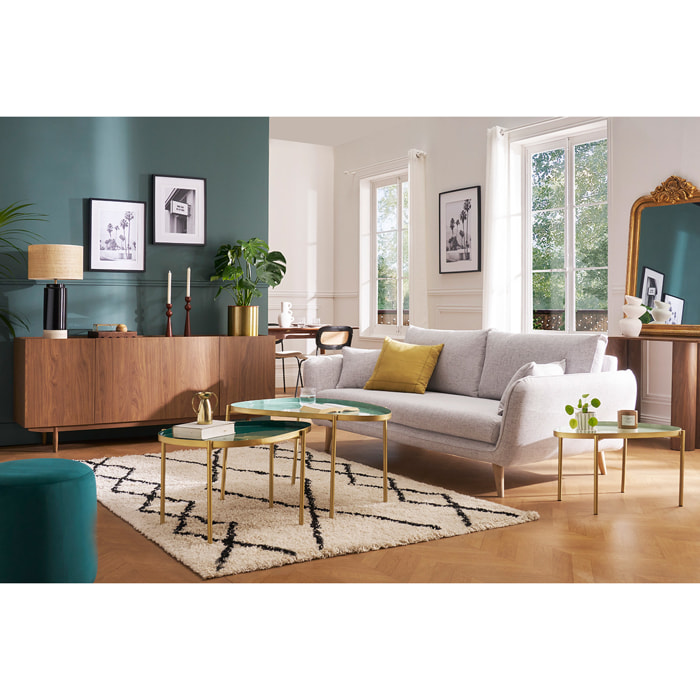 Tables basses gigognes laquées vert-cyan et vert (lot de 3) ZURIA
