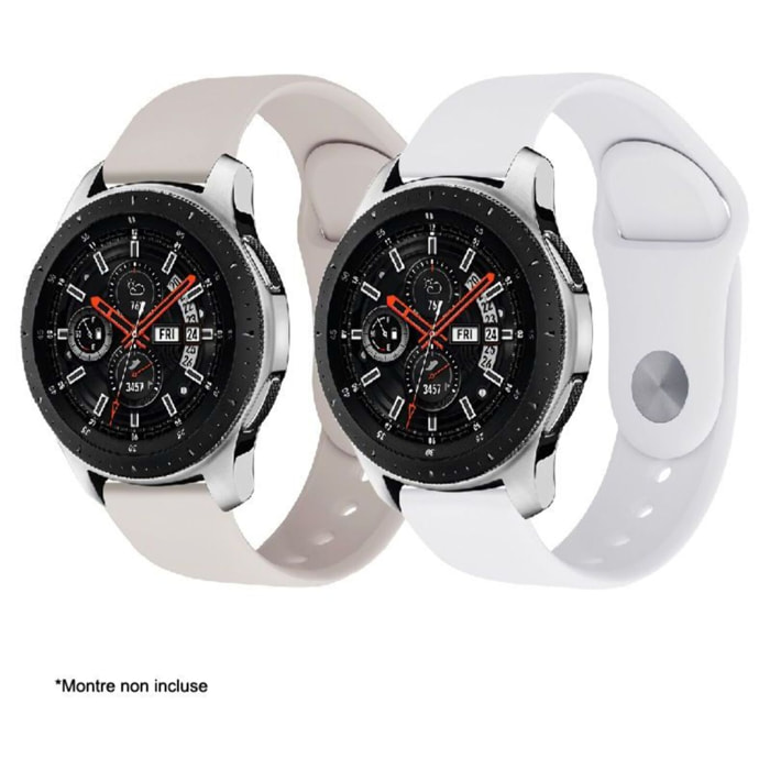 Bracelet IBROZ Samsung/Huawei SoftTouch 22mm blanc+rose