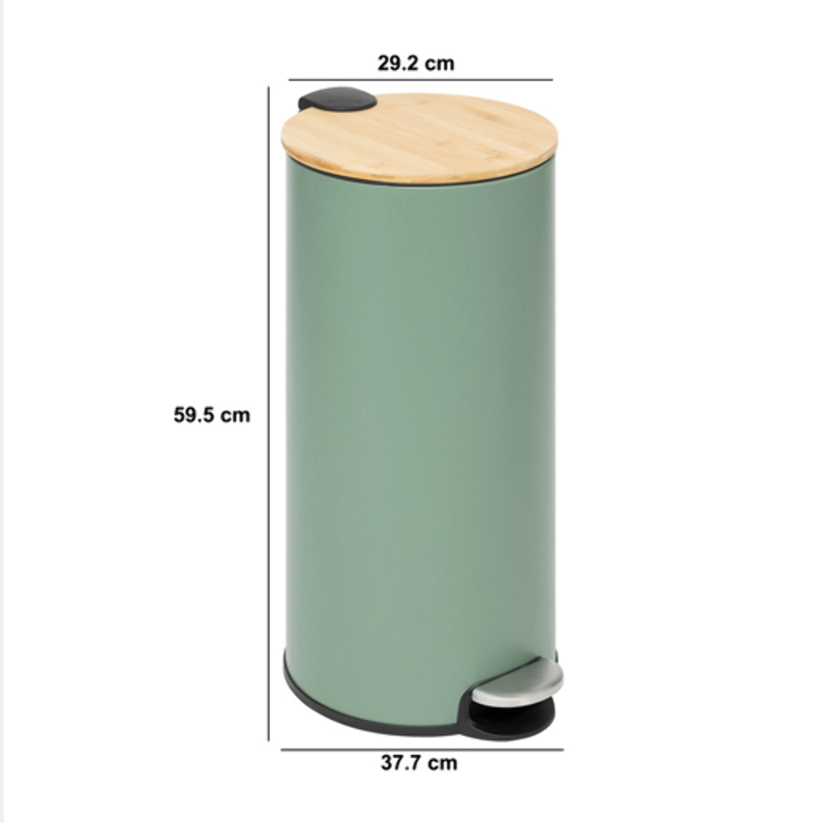 Poubelle couvercle bambou 30L "Modern color" vert