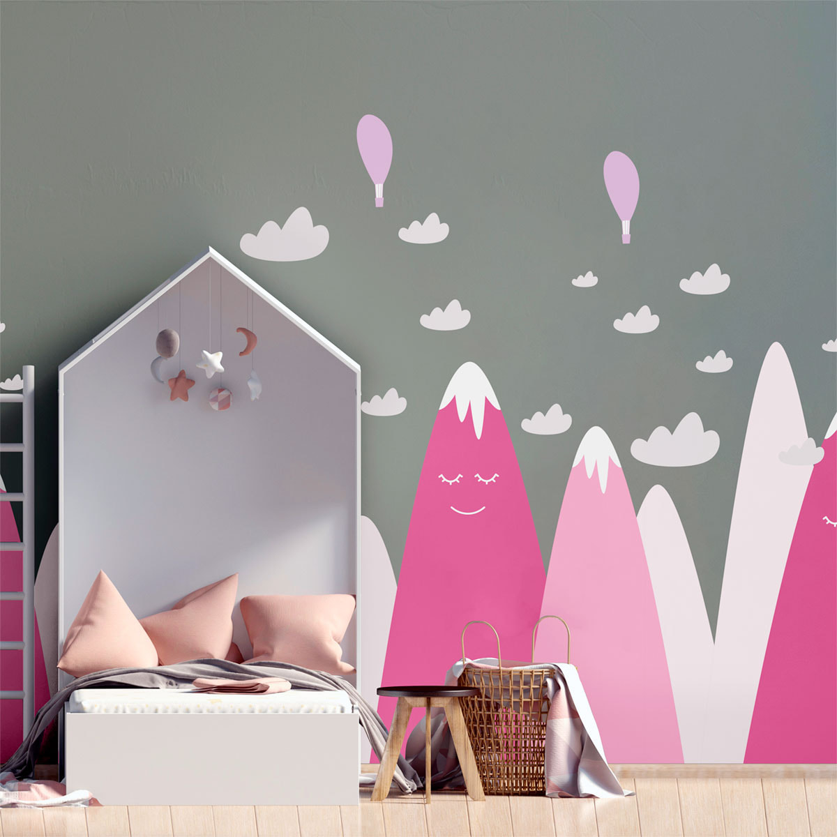 Stickers muraux enfants - Décoration chambre bébé - Autocollant Sticker mural géant enfant montagnes scandinaves FRANTIKA