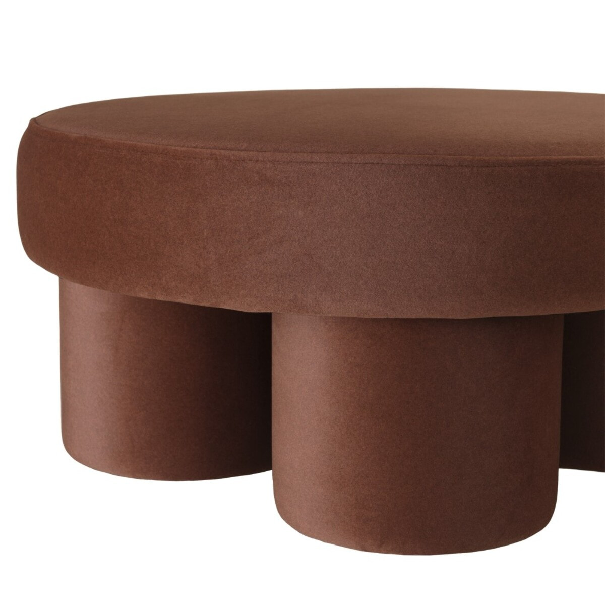 LEOPOLD - Pouf forme design n°1 en tissu effet velours marron