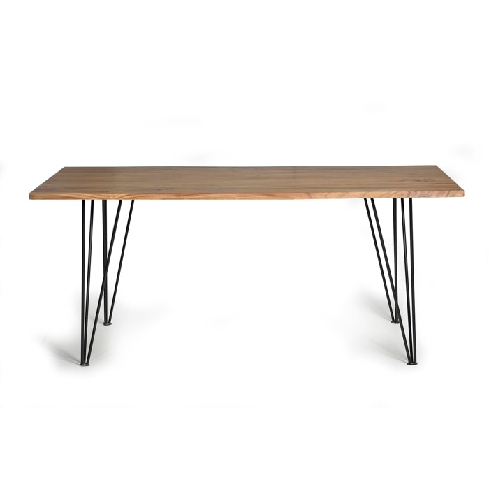 Mesas de Comedor de Madera de Acacia 160 Cm Estilo Industrial Moderno