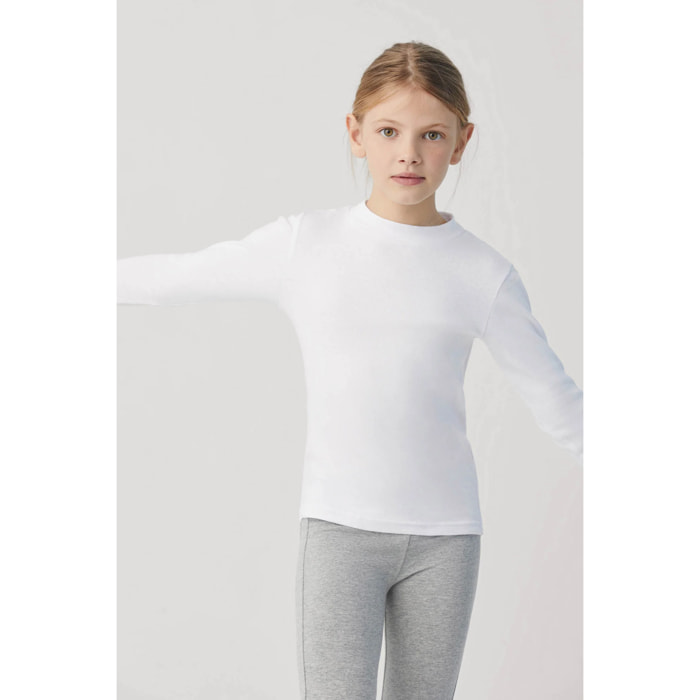 Maglietta dolcevita a maniche lunghe bianca calda