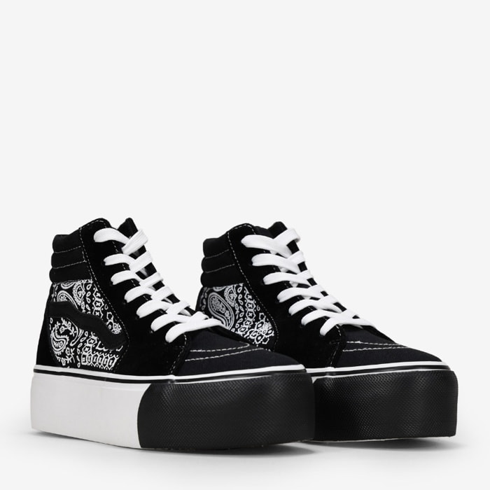 Zapatillas de tela altas negras con plataforma