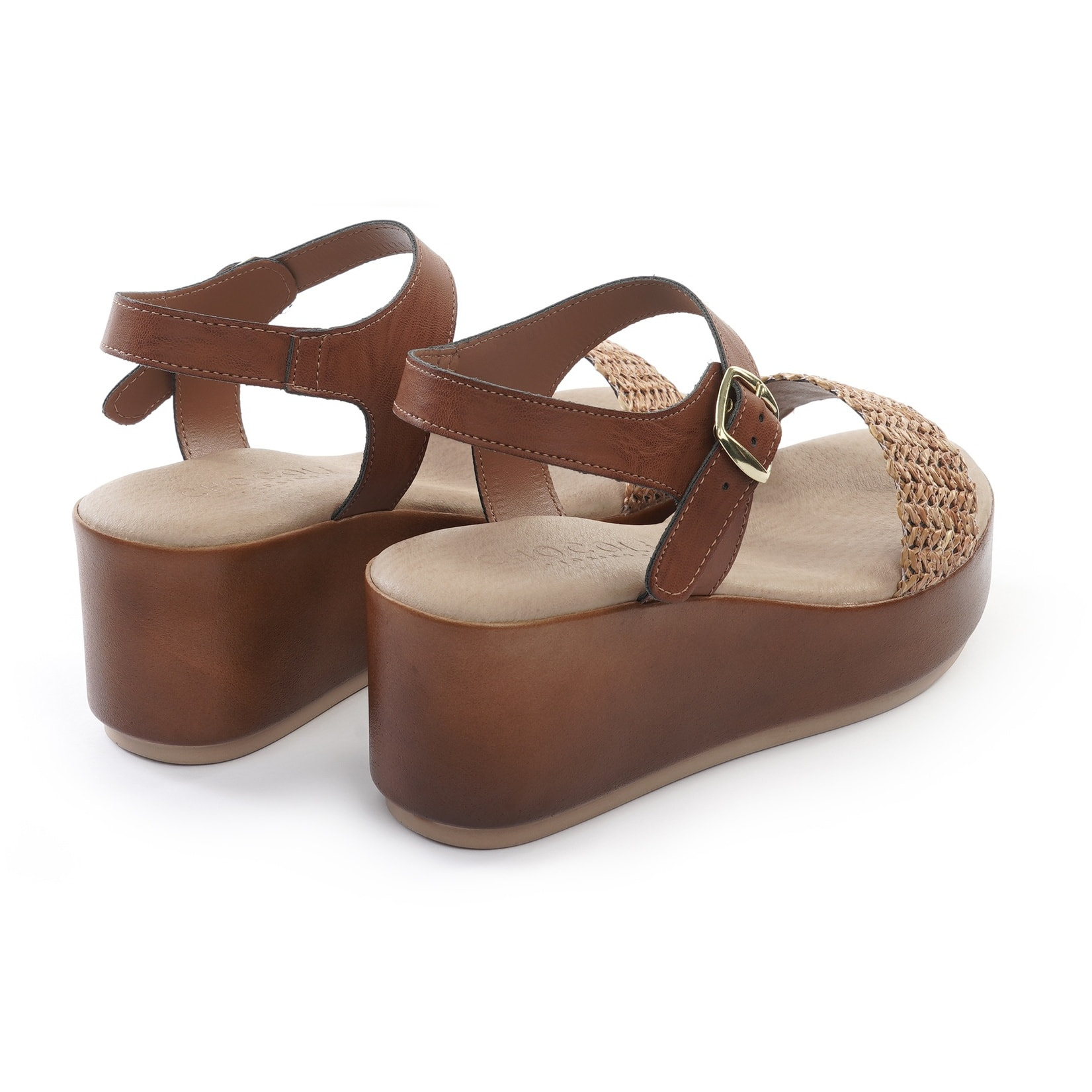 SANDALO ZEPPA FASCIA INTRECCIATA CUOIO