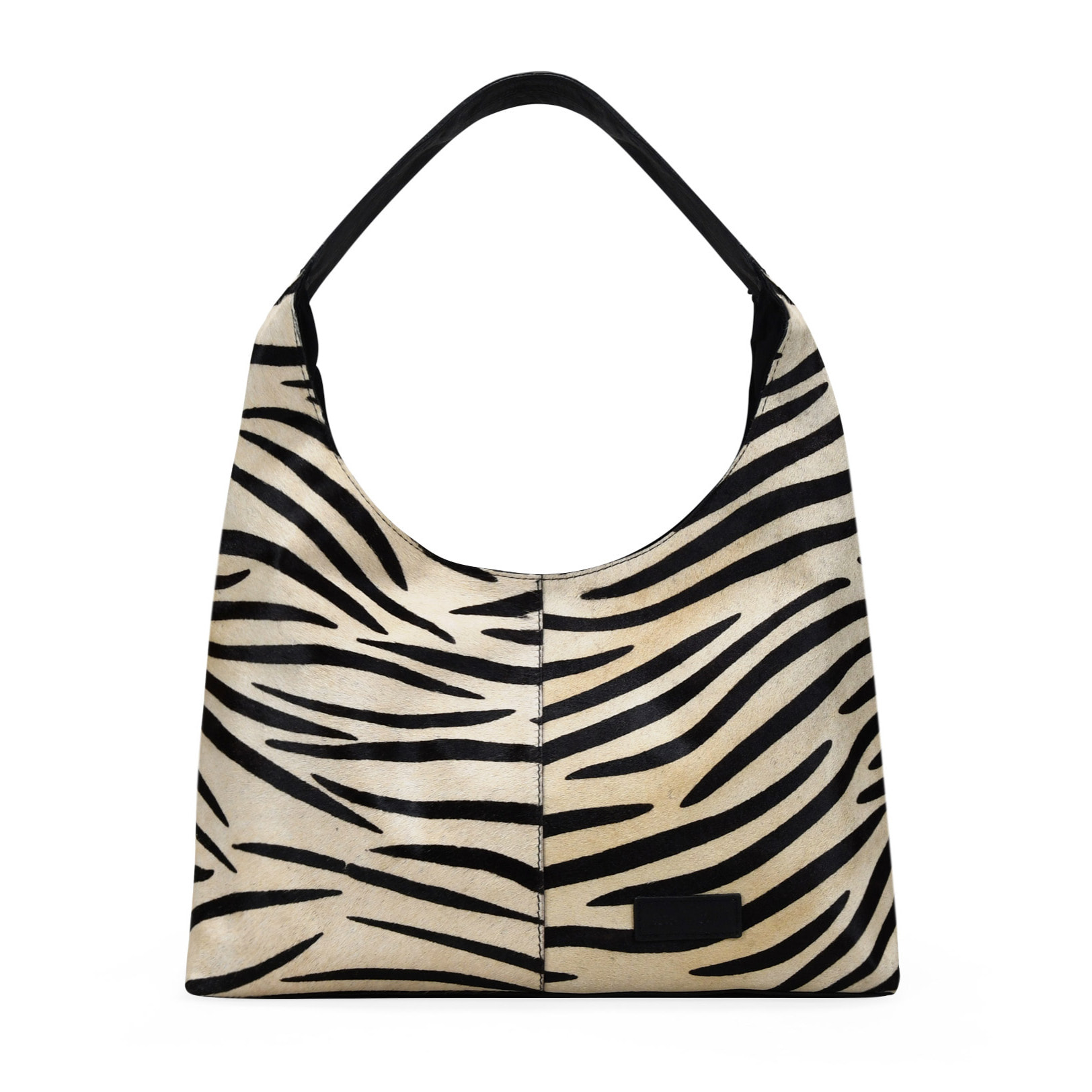 Bolso de hombro de piel con pelo efecto cebra