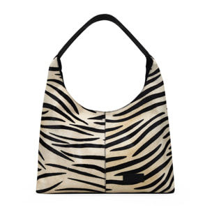 Bolso de hombro de piel con pelo efecto cebra