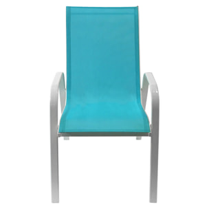 Lot de 4 chaises MARBELLA en textilène bleu - aluminium blanc