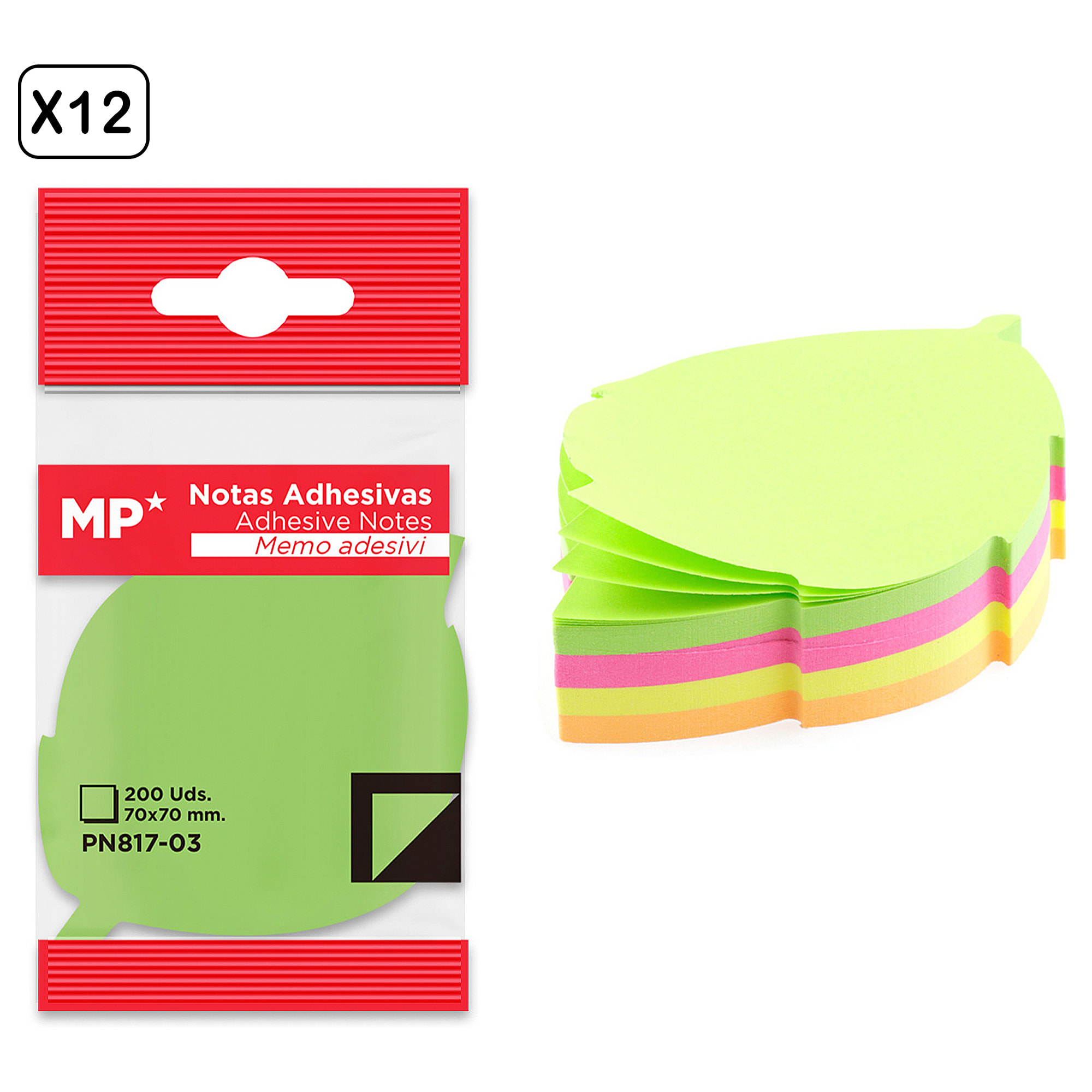 PACK 12 UNITÀ NOTE ADESIVE 70 x 70 mm 200 FOGLI FOGLIO