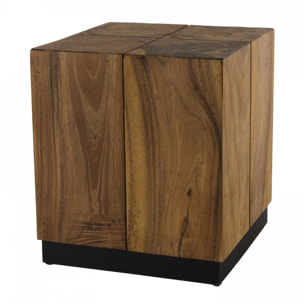 SUZY - Table d'appoint carrée 38x38cm bois Suar piètement noir