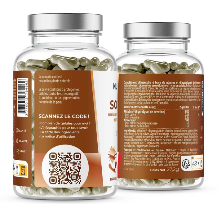 Nutri&Co Le Solaire Formule 2 en 1 Bronzage + Protection Peau - 60 gélules